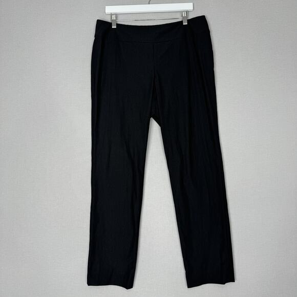 NIC+ZOE Pants Womens 14 Black Pull On Straight Slimming Trouser Office Travel - Picture 1 of 10